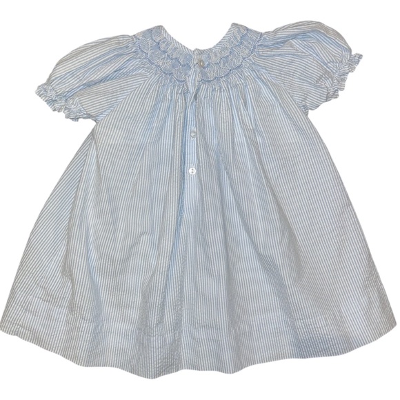 Petit Ami Blue and White Striped, Hand-knotted Baby Dress - Picture 2 of 9